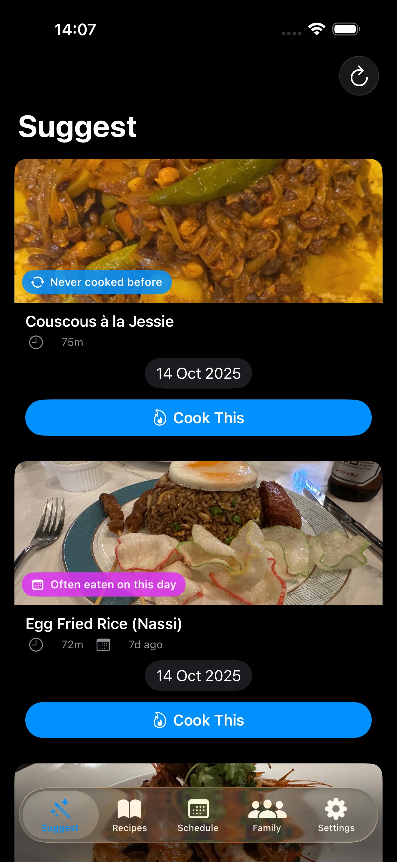 Smart meal suggestions